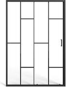 Przesuwane drzwi prysznicowe z matowego czarnego metalu w stylu loftowym - Szkło antyosadowe - 120 x 195 cm - SONIKRA