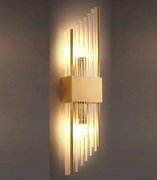 Shine złoty kinkiet kryształowy 55 cm, duży elegancki kinkiet do sypialni i salonu