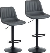 HOMCOM Zestaw 2 hokerów w stylu retro, z podnóżkiem, regulowane, 43 cm x49,5 cm x 111 cm