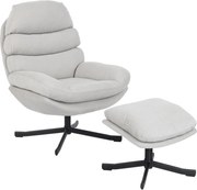HOMCOM Fotel wypoczynkowy z podnóżkiem, fotel lounge z tkaniny chenille, nowoczesny fotel do oglądania TV, 78 x 93 x 100 cm, jasnoszary