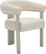 Krzesło z podłokietnikami z teksturowanej tkaniny i beżowego drewna kauczukowca - Kremowe - LIVELIA marki Pascal MORABITO