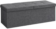 Szara tapicerowana pufa ze schowkiem N6-R18