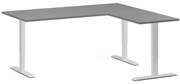 Narożne biurko z regulacją wysokości, 180x160 cm, 3 silniki, L/P, biała podstawa, grafit