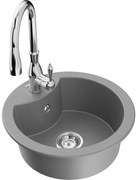 Mexen Diego zlewozmywak granitowy 1-komorowy z baterią kuchenną Savita, szary - 6512-71-672601-00