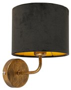 Vintage Kinkiet / Lampa scienna Złoty Z Czarnym Aksamitnym Kloszem - Matt Retro Oswietlenie wewnetrzne