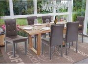 Krzesło do jadalni MCW-E58 (zestaw 6 sztuk),  imitacja skóry brązowy, ciemne nogi