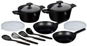 Matowy czarny komplet garnków 12 elementów S7-E21