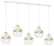 Lampa wisząca na listwie, 5 kloszy, biała CLIFF WHITE 5xE27