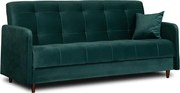 Sofa z Funkcją Spania TIVOLI Wersalka Rozkładana Dwuosobowa Zielona Welurowa Nowoczesna do Salonu