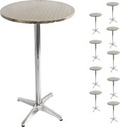 Aluminiowy stolik barowy (zestaw 10 sztuk),  składany