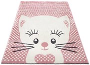 Dywan dziecięcy 3D Kotek kremowo- rózowy 80 cm x 150 cm