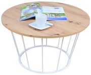 Skandynawski stolik kawowy z białym stelażem dąb artisan B0-S45