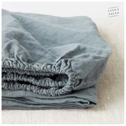 Niebieskioszare lniane prześcieradło z gumką 160x200 cm Blue Fog – Linen Tales
