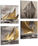 Drewniany obraz wieloczęściowy Boats, 33x33 cm