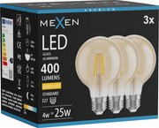 Mexen Vintis 3x żarówka filament LED E27, G80, 4W, Ciepła - 2700K, 400 lm, amber - L155-E27-0427-50x03