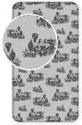 Szare bawełniane prześcieradło dziecięce z gumką 90x200 cm Train – Jerry Fabrics