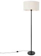 Lampa stojąca czarna z abażurem w kolorze jasnoszarym 50 cm - Simplo