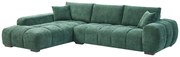 Kanapa narożna lewostronna z zieloną teksturowaną tapicerką - BERENIA
