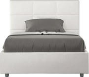 Łóżko bez stelaża tapicerowane 140x200 sztucznej skóry biały Mika