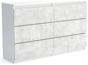 Duża komoda 6 SZUFLAD Szafka 120 cm ARIA Biały/Beton