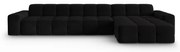 Czarny aksamitny narożnik (prawostronny) Kendal – Micadoni Home