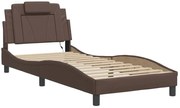 Nowoczesne brązowe łóżko z ekoskóry z led 90x200 L8-D02