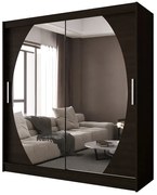 Brązowa przesuwna szafa ubraniowa z lustrem H8-N50