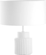 Lampa sto?owa CERAMIC styl klasyczny - E27 15W - Wysoko?? 46,5 cm - bawe?niany aba?ur ø38 cm - IP20 - kabel 2 m - on&off - ceramiczny i bia?y