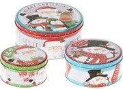 Zestaw 3 blaszanych puszek świątecznych Santa's Friends