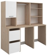 Szafka do pralni na 2 urządzenia z półkami, drążkiem i szafkami - Naturalny jasny i biały - szer. 176 x wys. 184 x gł. 66 cm - ERKANO