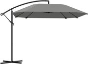 Outsunny Parasol Cantilever Alu Ø 260 cm, Wodoodporny z Podstawą, Korbką, Ciemnoszary