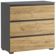 Nowoczesna komoda z szufladami antracyt + dąb craft 80 cm M0-R47