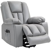 HOMCOM Fotel masujący relaksacyjny z pilotem i kieszeniami dla seniorów ciemnoszary 94x96x106 cm | Aosom PL