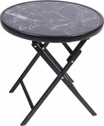 Stolik bistro ogrodowy, składany, Ø 45 cm, czarny marmur