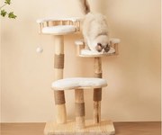 Drzewko dla kota 60x48x98cm - 3 platformy - zdejmowane poduszki - piłka do zabawy - design chmura - biały