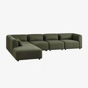 Sofa Modułowa Fogler 5-częściowa Z Lewym Szezlongiem Chenille Salvia Zieleń - Sklum
