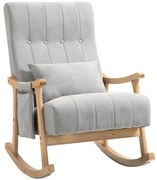 HOMCOM Fotel bujany z poduszką lędźwiową, szerokie siedzisko, rama bukowa, do 120 kg, szary