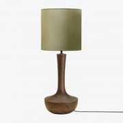 Lampa Stołowa Z Drewna Mango Sintra Ciemny Drewniany Uchwyt & Szałwia Zielona Ø30 Cm - ↑30 Cm Arlina - Sklum