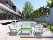 Zestaw mebli ogrodowych "Queens" z metalu - 4 miejsca - Zielony/Biały