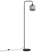 Designerska lampa podłogowa czarna z przydymionym szkłem - AnaDesignerski Oswietlenie wewnetrzne