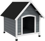 PawHut Buda dla psa, odporna na warunki atmosferyczne, z wyjmowaną podłogą, drewno świerkowe, 75x88x82 cm, Szary/Czarny