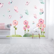 Naklejki na ścianę - Łąka motyli