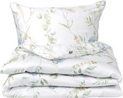 Matex Satynowa pościel Louka z niebieskimikwiatami, 140 x 200 cm, 70 x 90 cm