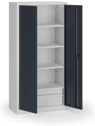 Szafa warsztatowa, 4 półki + 2 szuflady, 1950 × 950 × 500 mm, grafitowe drzwi