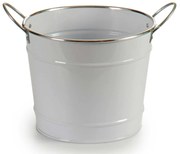 Osłonka na doniczkę typu wiaderko, cynkowa, biała, Ø 21 cm