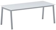 Stół konferencyjny do biura PRIMO BASIC, 200x90 cm, szaro-srebrna podstawa, biały