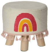 Taboret dziecięcy z uroczą ilustracją i frędzlami