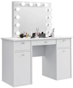 Biała duża toaletka w stylu glamour z oświetleniem led Z9-P39