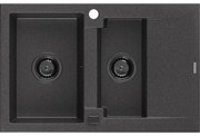 Mexen Gaspar zlewozmywak granitowy 1,5-komorowy z ociekaczem 737 x 475 mm, czarny nakrapiany, syfon czarny - 6507731505-76-B