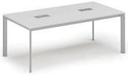 Stół konferencyjny PRIMO INVITATION, 200x100 cm, biały + 2x port blatowy TYP I, srebrny